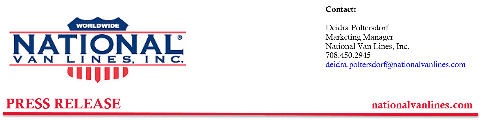 National Van Lines Press Release