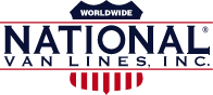 Logo of National Van Lines, Inc. features the bold blue text 