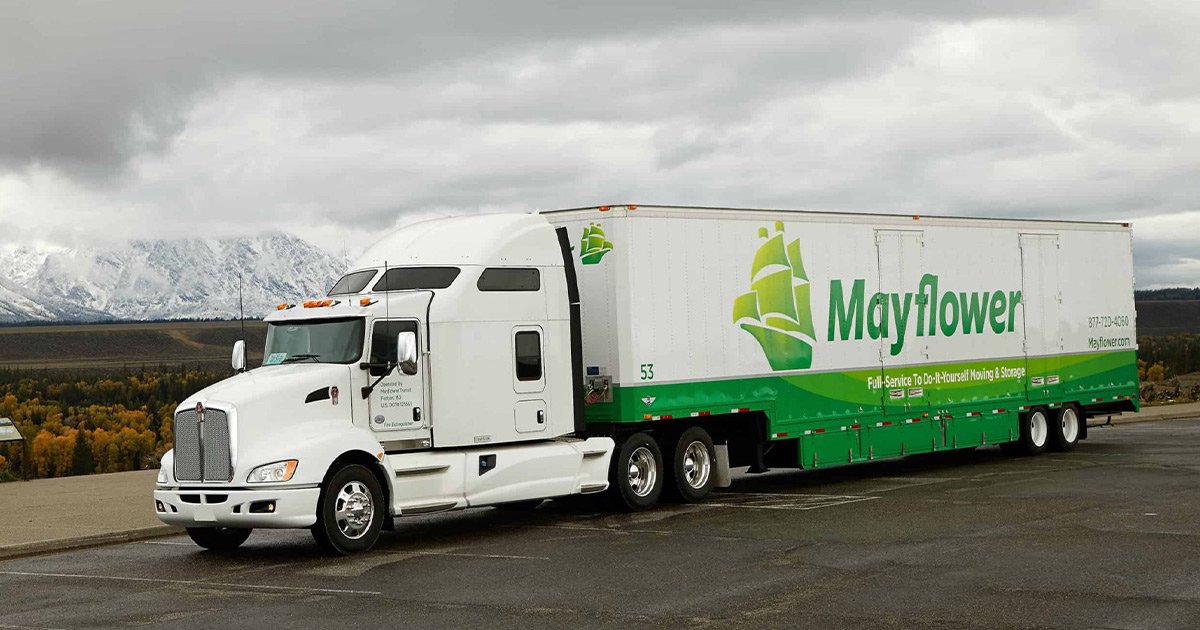 A Mayflower moving truck. 